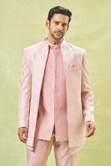 Mauve Pink Embroidered Indo-Western Set