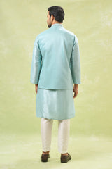 Powder Blue Embroidered Kurta-Jacket Set