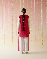 Hot Pink Khadi Colorblocked Co-ord Set