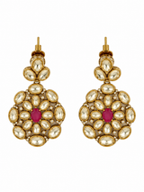 Emerald and Ruby Moissanite Polki Pearl Necklace Set