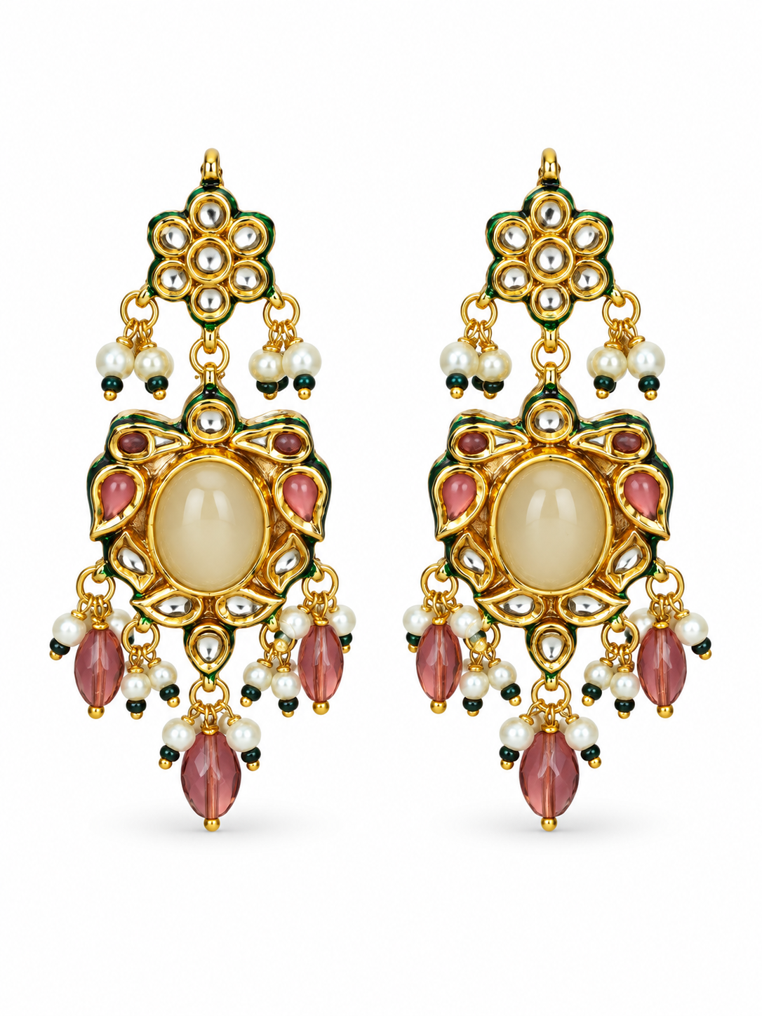 Kundan Beaded Choker with Drop Earrings
