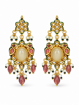 Kundan Beaded Choker with Drop Earrings