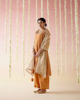 Dahlia Rust Gota Anarkali with 
Wide Leg Pants & Dupatta - Set of 3