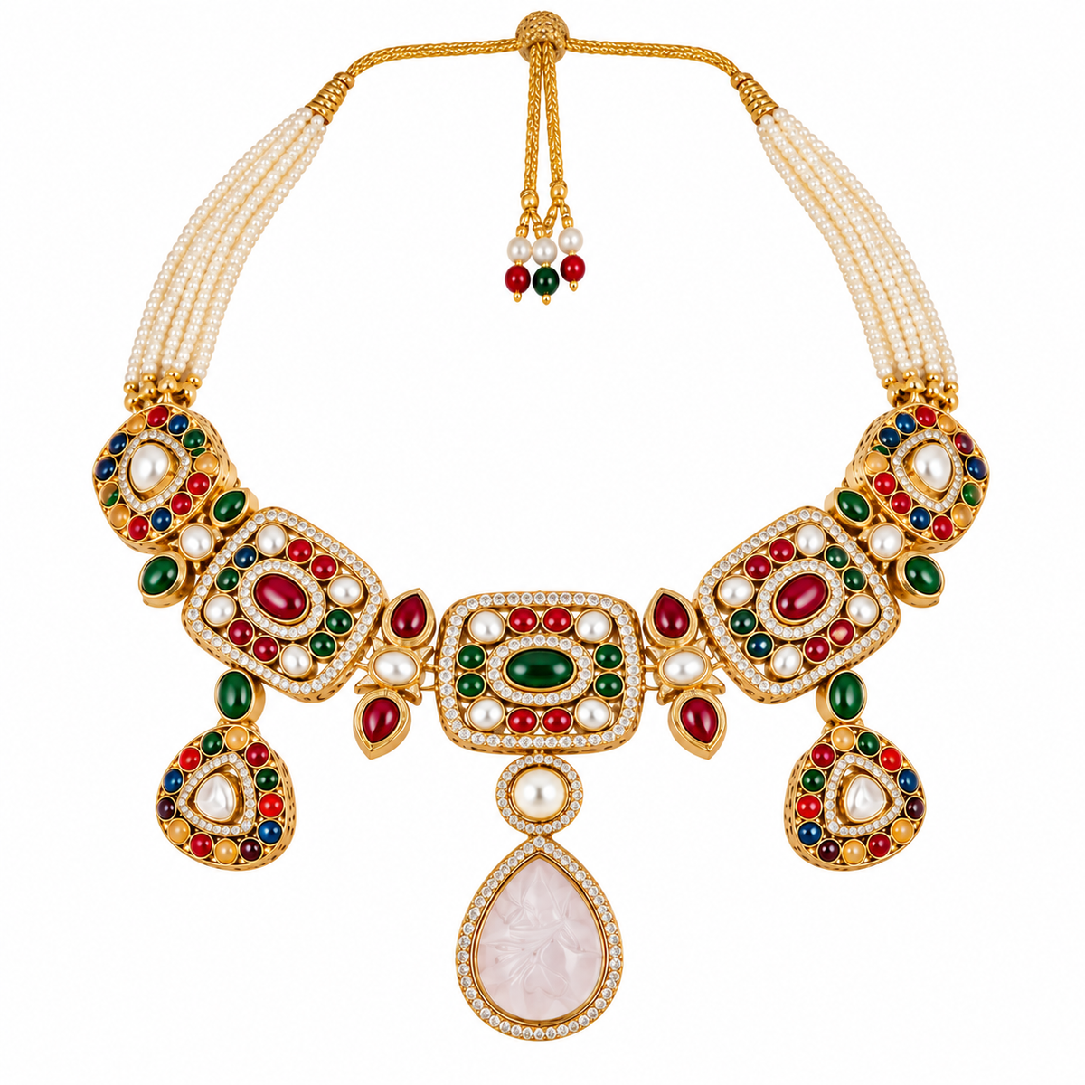 Multicolor Semi-Precious Stone Drop Necklace Set 24