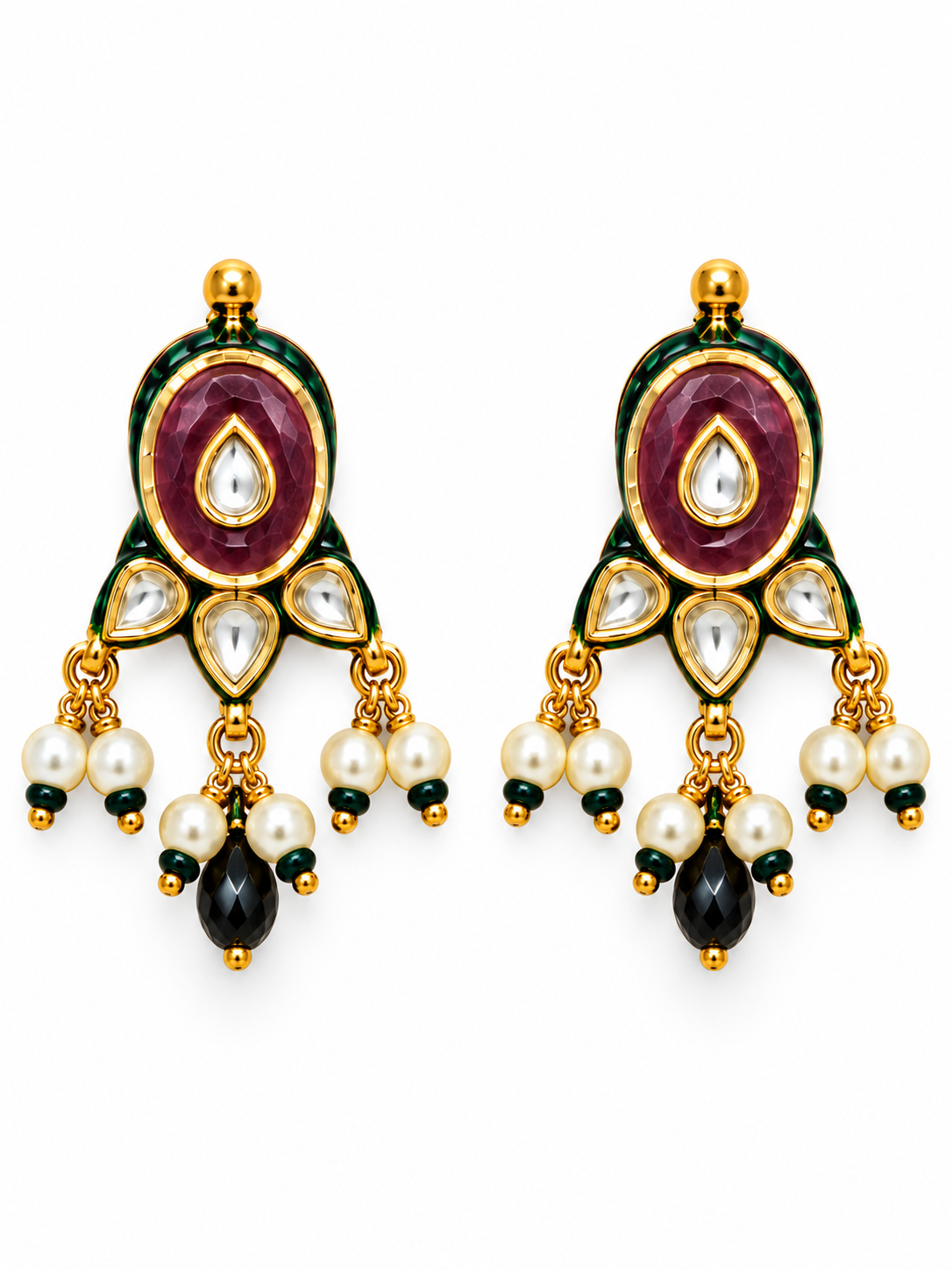 Navratna Kundan Pearl Necklace Earring Set