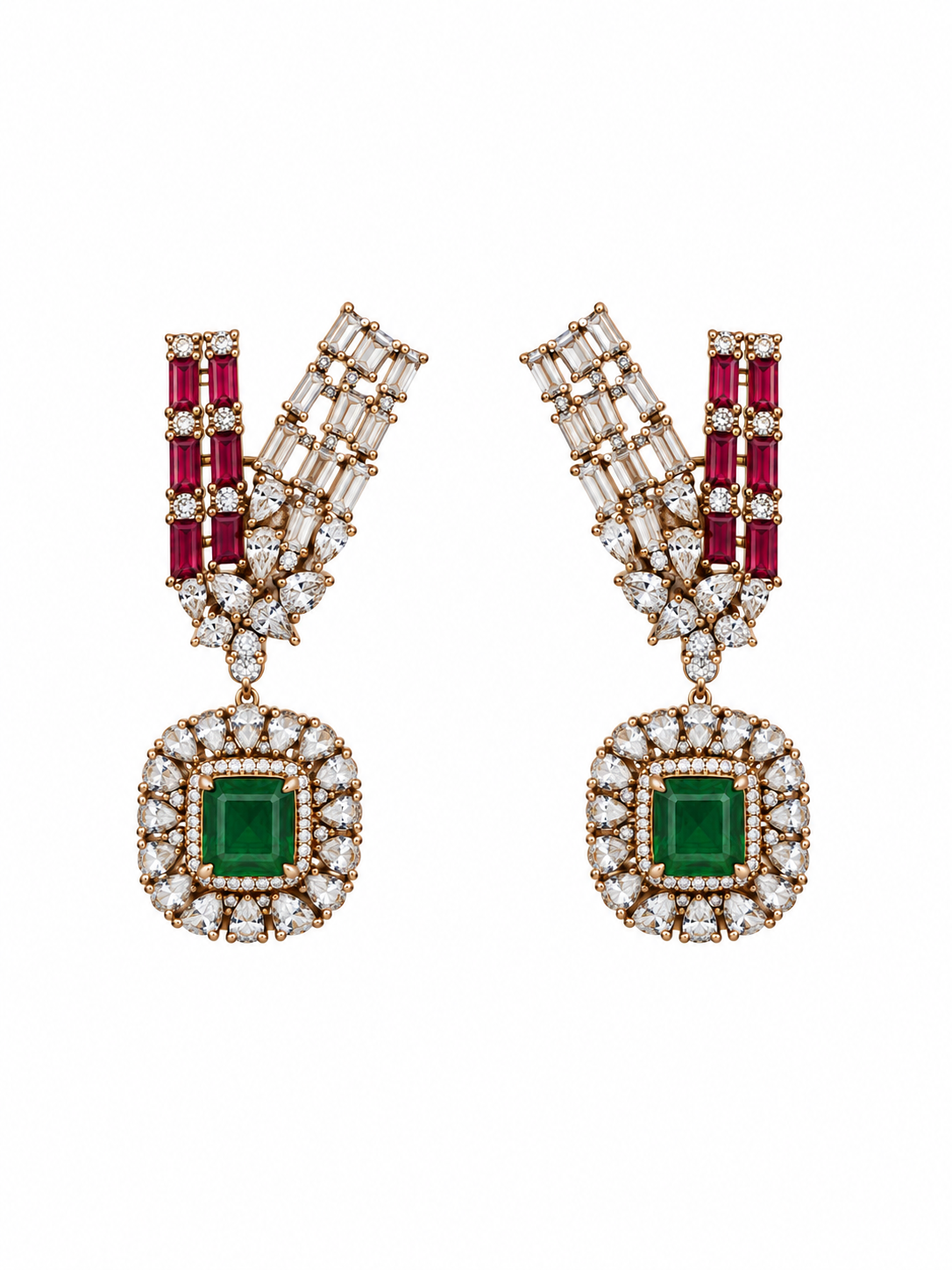 Ruby Emerald Kundan Statement Necklace Set 04