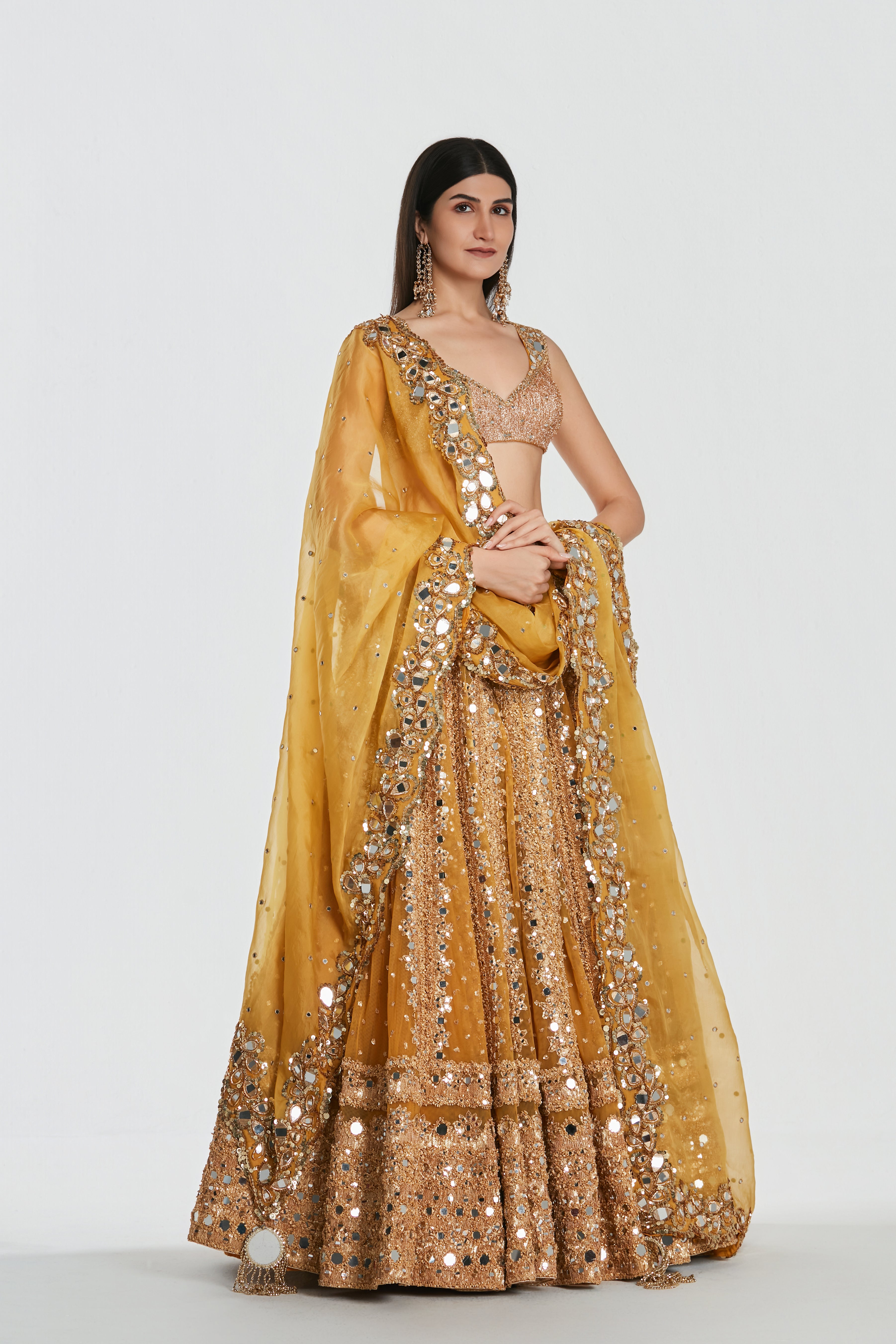 Mirror work , lurex thread , zari