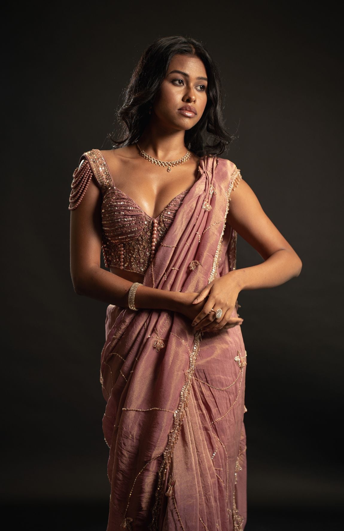 Dusty Rose Saree