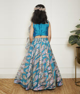 Teal Blue Embroidered Lehenga Choli