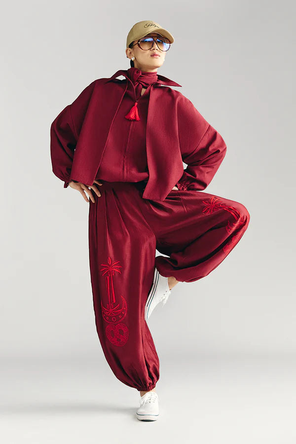 Maroon Pine-Code Co-Ord Set
