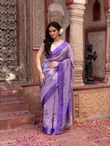 Purple Pure Tissue Silk Banarasi Handloom Saree