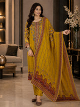 Women's Silk Mustard Kurta Set