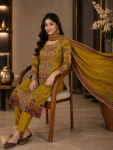 Women's Silk Mustard Kurta Set
