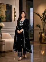 Women's Silk Black Kurta Set