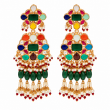 Multicolor Kundan Pearl Choker Necklace Set 25