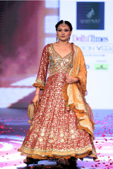 Ghungroo Rust Sequence & Mirror Work Hand Embroidered Anarkali Set