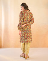 Ruby Petal Scallop Cotton Kurta with Tulip Pants