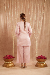Pink Moroccan Dori Kurta with 
Flared Pants