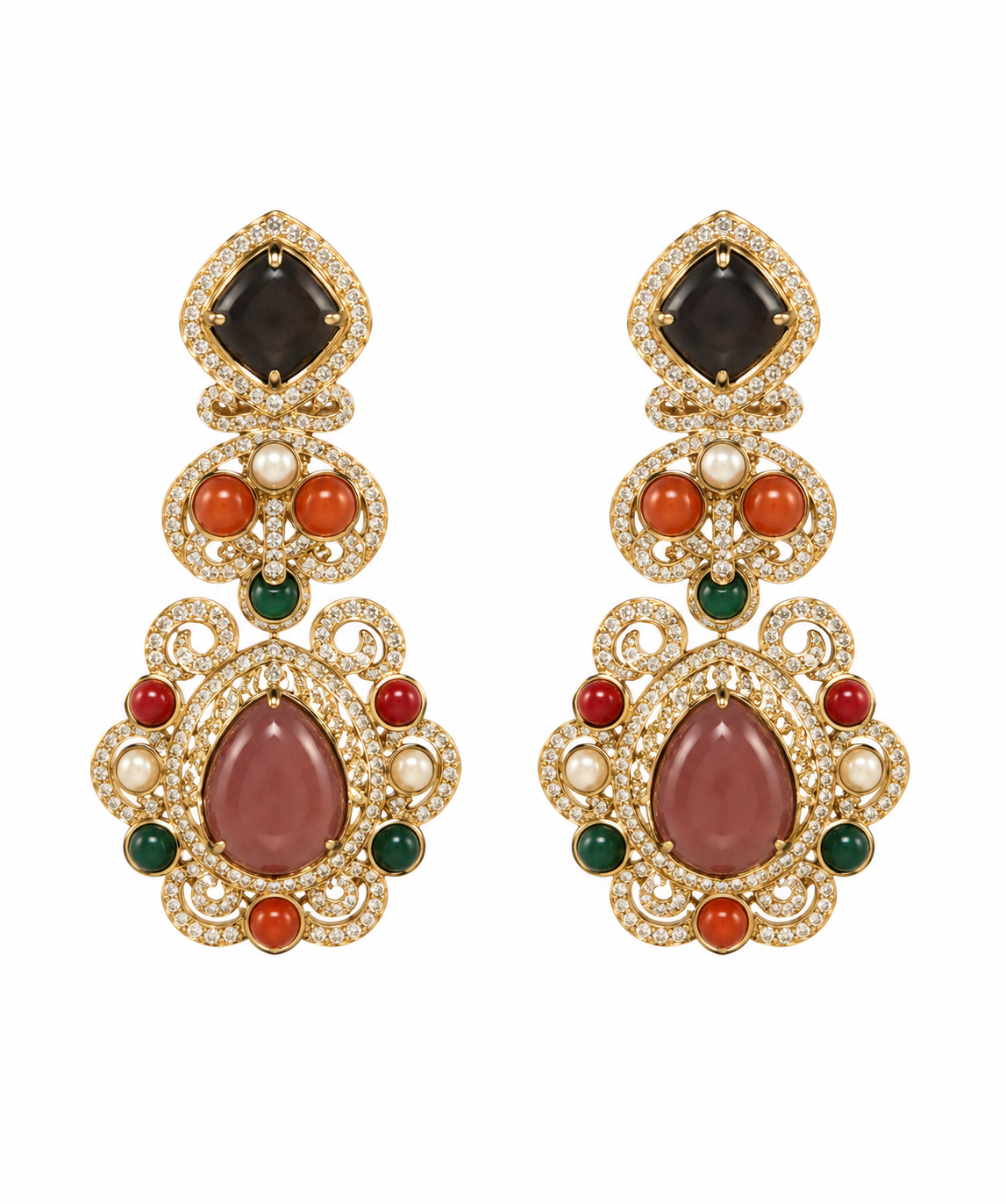 Multicolor Semi-Precious Stone Choker Necklace Set with Earrings 15