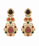 Multicolor Semi-Precious Stone Choker Necklace Set with Earrings 15