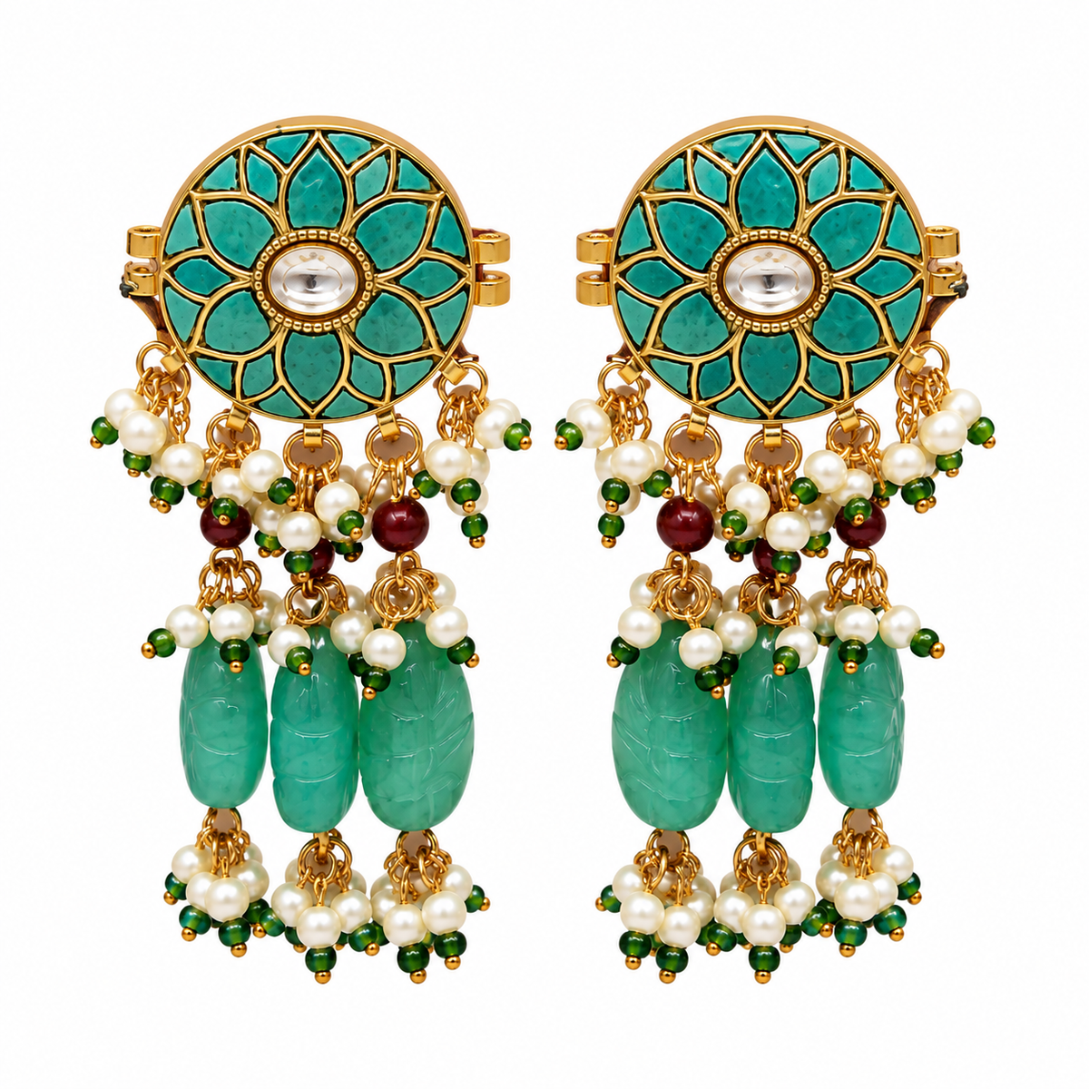 Turquoise Floral Beaded Necklace Set 28
