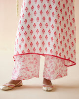 Raspberry  A-Line Long Kurta with Wide Leg Pants- Set of 2