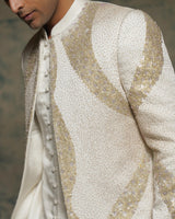 Ivory hand embroidered sequins short jacket set