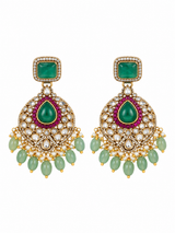 Emerald Polki Statement Necklace Set 03
