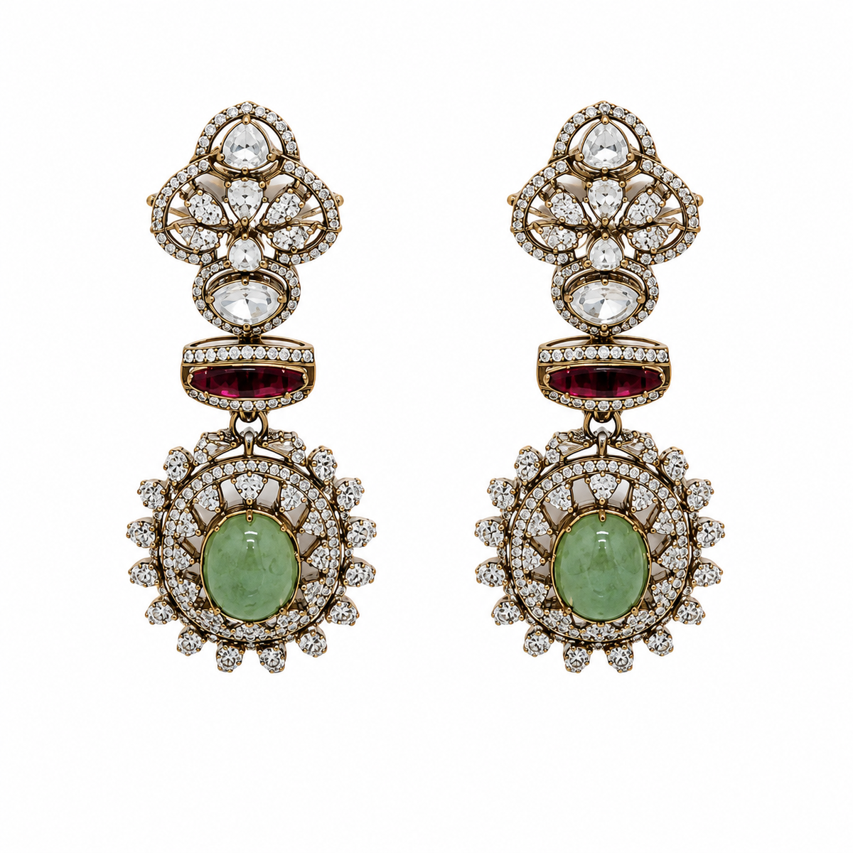 Sage Green Semi-Precious Stone Zircon Necklace Set