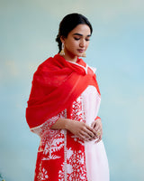 Hibiscus Floral Cotton Linen Kurta with Narrow Pants