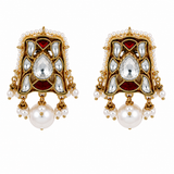 Sage Green Semi-Precious Stone Kundan Choker Set with Ruby Accents & Pearl Drops