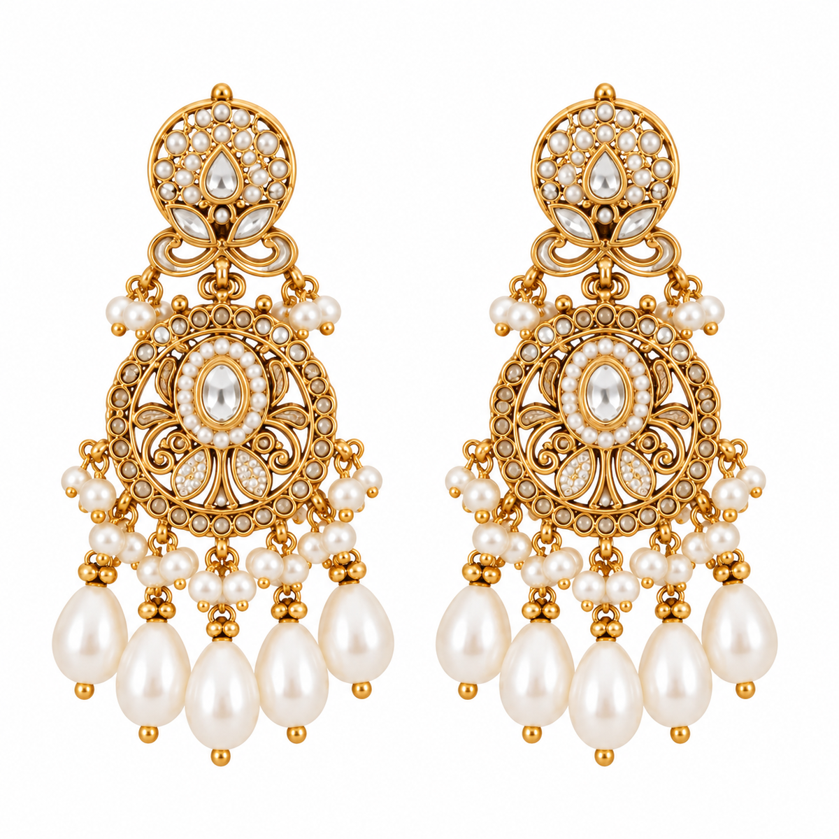 Pearl Kundan Layered Statement Necklace Set 21