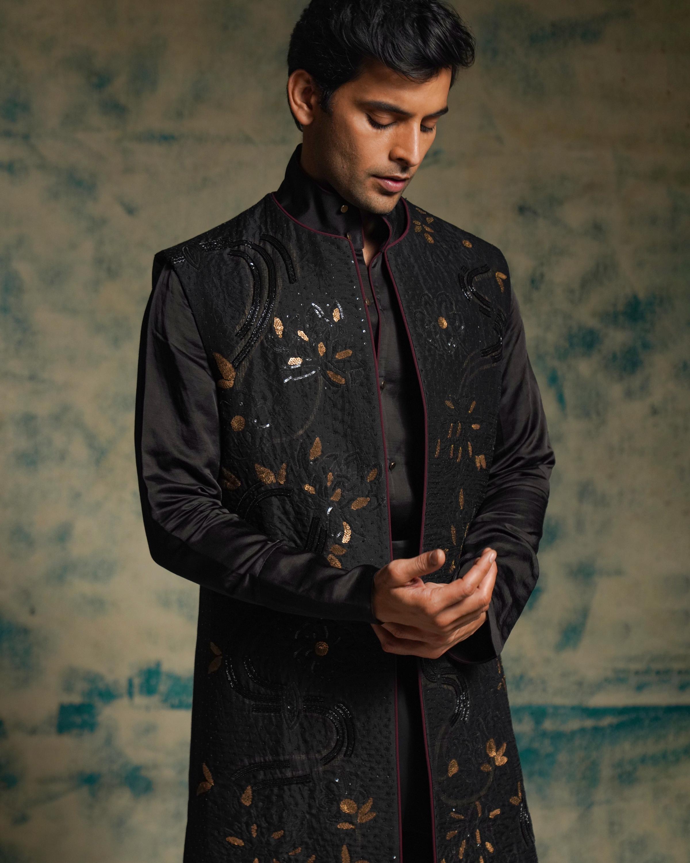 Black and Gold hand embriodered shrug set