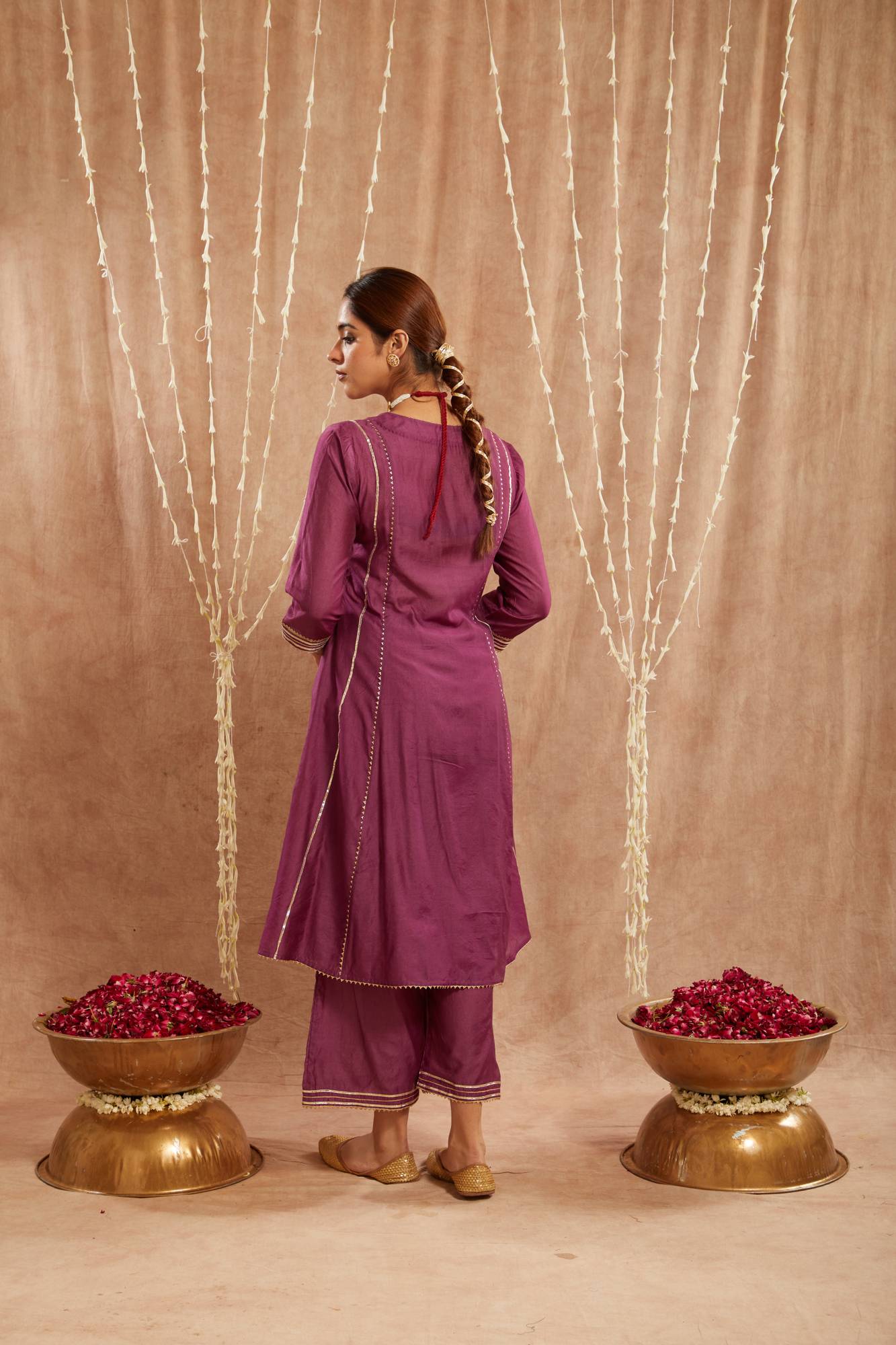 Iris Purple Gota Kurta with Narrow Pants