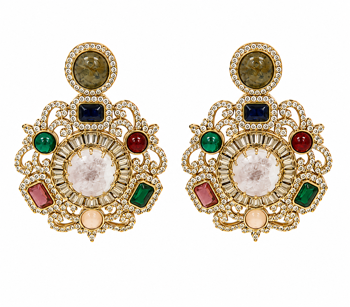 Multicolour Semi-Precious Stone Moissanite Choker Set