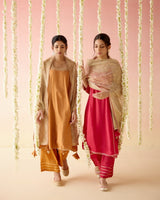 Dahlia Rust Gota Anarkali with 
Wide Leg Pants & Dupatta - Set of 3