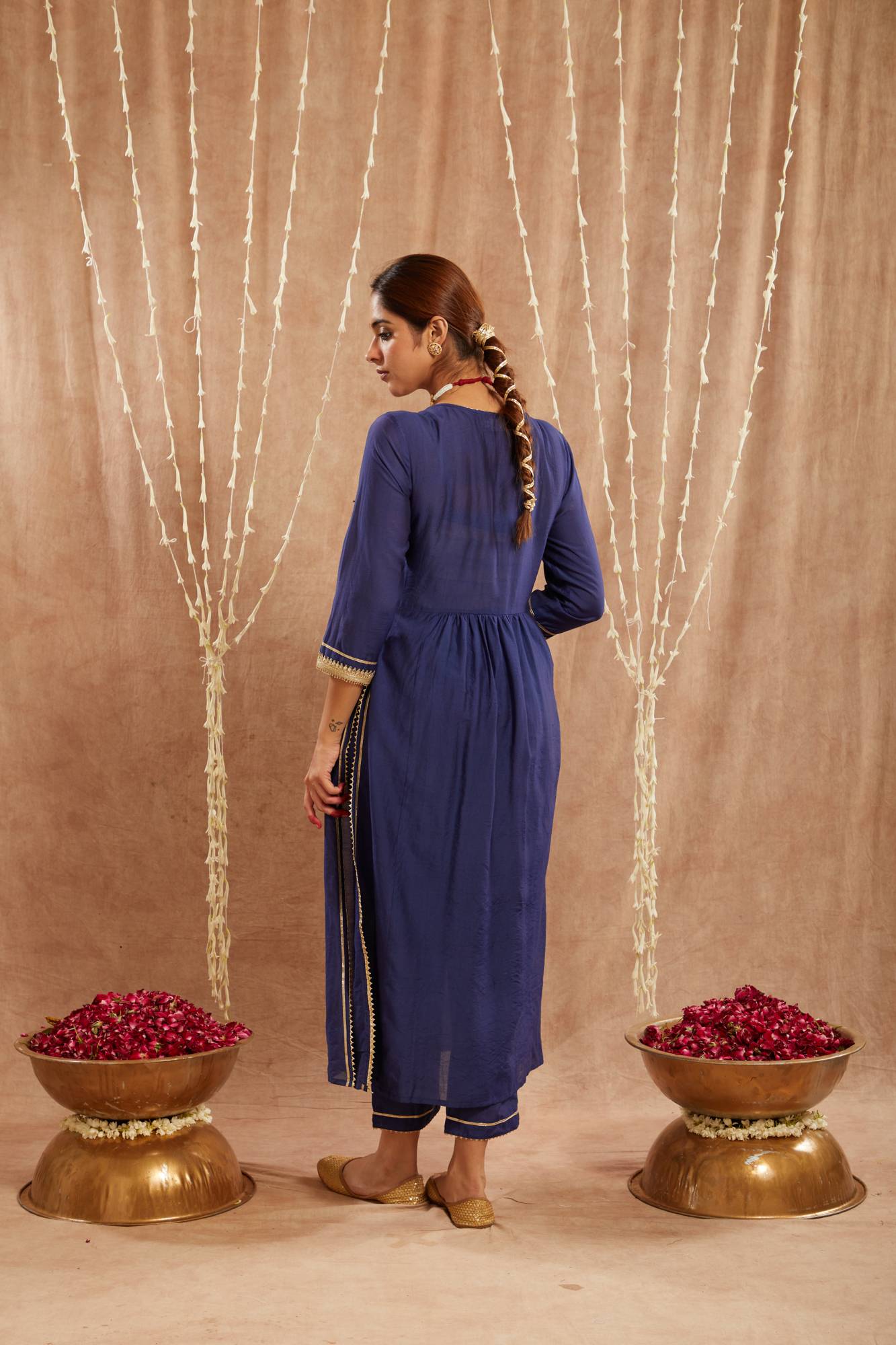 Blue Charm Chanderi Kurta with Narrow Pants