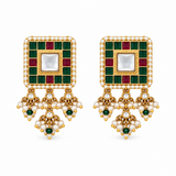 Emerald Green Beaded Square Choker Necklace Set 16