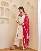 Red Rose Embroidered Khaadi Kurta with Narrow Pants