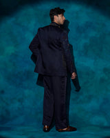 Midnight Blue Hand embroidered short jacket set