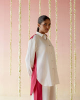 Hot Pink Khadi Colorblocked Co-ord Set