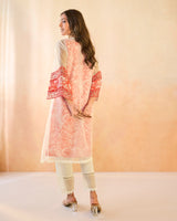 Rose Floral Embroidered Organza Slip Kurta with Narrow Pants