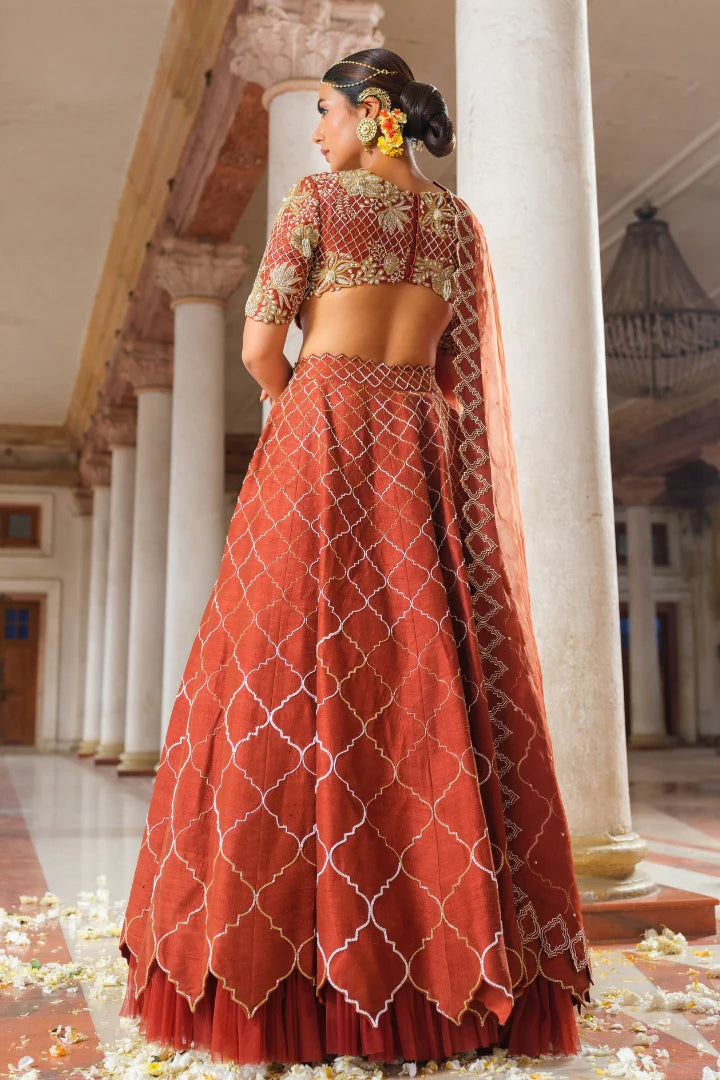 Rich Copper Brown Lehenga Set