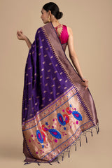 Purple Pure Silk banarasi Handloom Saree