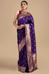 Purple Pure Silk banarasi Handloom Saree