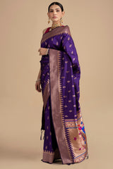 Purple Pure Silk banarasi Handloom Saree