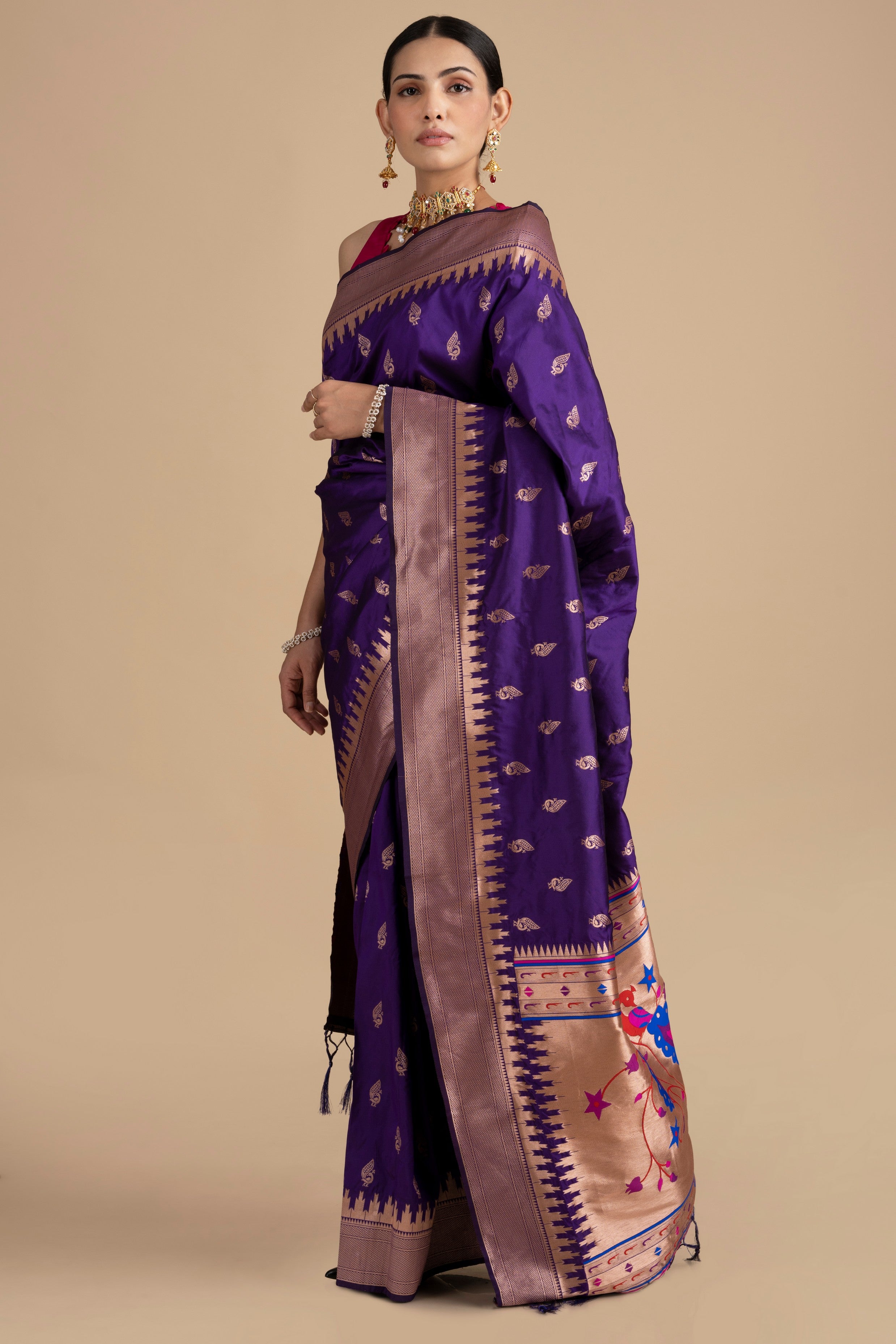 Purple Pure Silk banarasi Handloom Saree