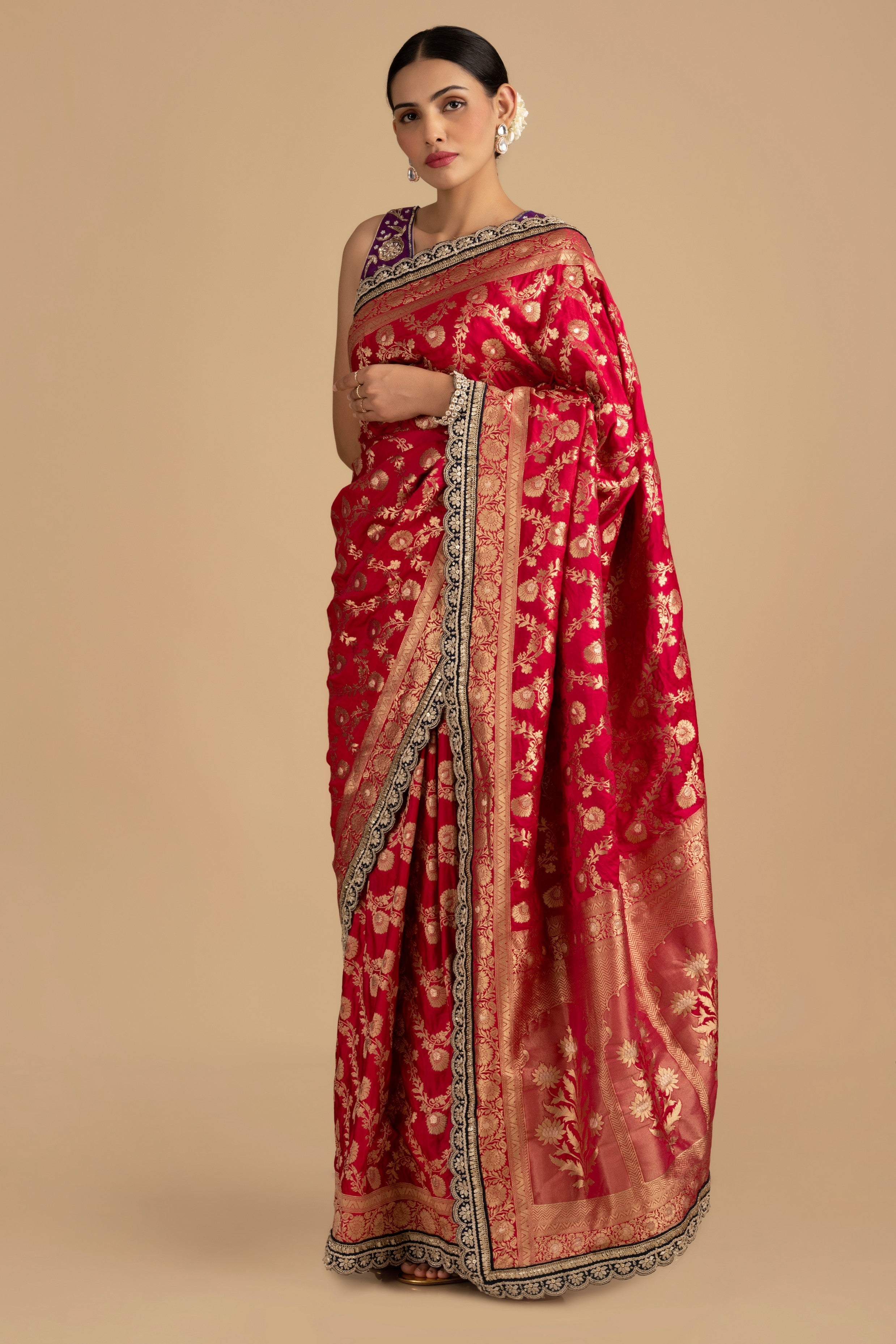 Rani Pink Pure Silk Banarasi handloom Saree