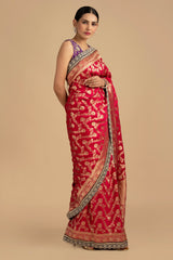 Rani Pink Pure Silk Banarasi handloom Saree