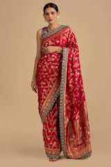 Rani Pink Pure Silk Banarasi handloom Saree